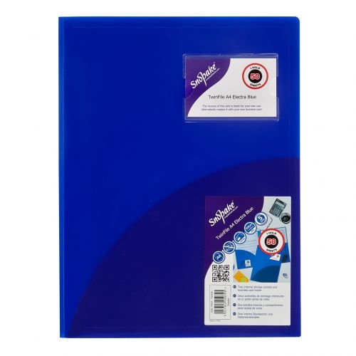 Snopake Twinfile Polypropylene A4 300 Micron Electric Blue (Pack 5) (31273SN)