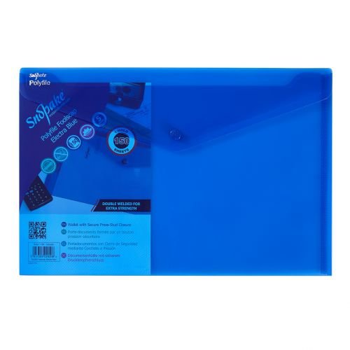 Snopake Polyfile Wallet File Polypropylene Foolscap Electra Blue (Pack 5) (31315SN)