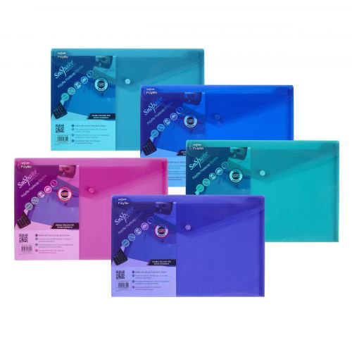 Snopake Polyfile Wallet File Polypropylene Foolscap Electra Assorted Colours (Pack 5) (31329SN)