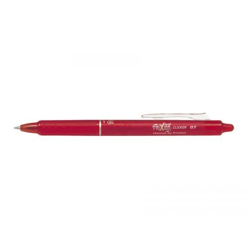 Pilot FriXion Clicker Erasable Retractable Gel Rollerball Pen 0.7mm Tip 0.35mm Line Red (Pack 12) (31333PT)