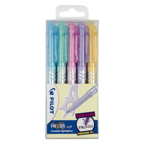 Pilot FriXion Erasable Highlighter Pen Chisel Tip 3.8mm Line Assorted Colours (Pack 5) (31396PT)
