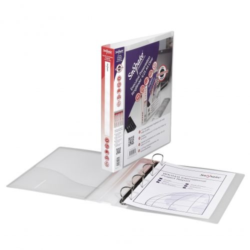 Snopake Executive Presentation Ring Binder Polypropylene 4 D Ring A4 25mm Rings Clear (Pack 10) (31672SN)