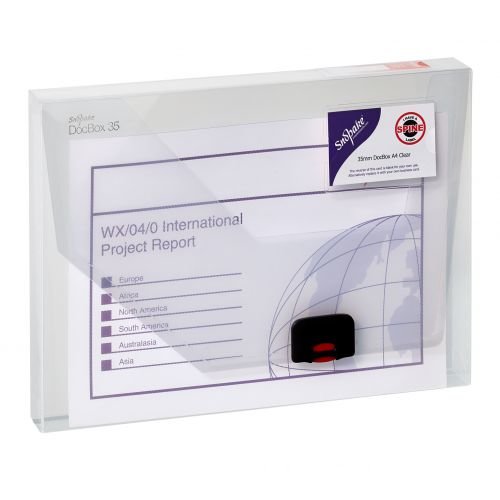 Snopake DocBox Polypropylene A4 35mm Spine Width Push Lock Closure Clear (31693SN)