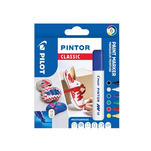 Pilot Pintor Medium Bullet Tip Paint Marker 4.5mm Classic Assorted Colours (Pack 6) 3131910517412 (31725PT)