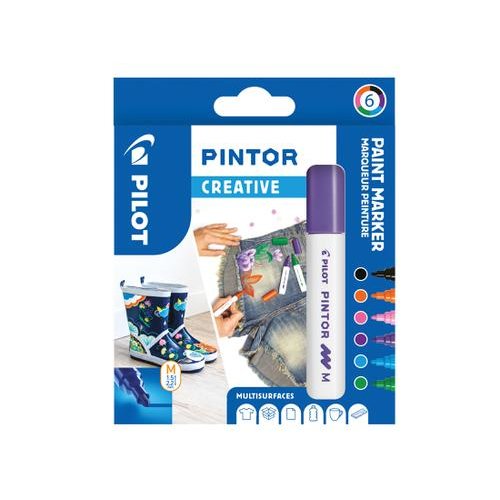 Pilot Pintor Medium Bullet Tip Paint Marker 4.5mm Fun Assorted Colours (Pack 6) 3131910517436 (31732PT)