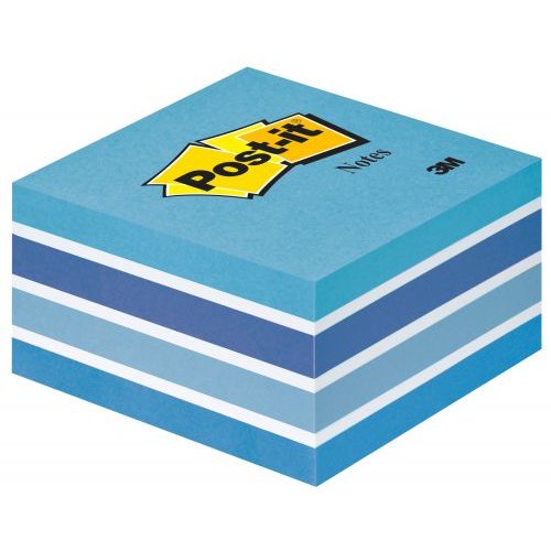 Post it Note Cube 450 Sheets 76x76mm Pastel Blue/Neon Blue Shades (32526TT)