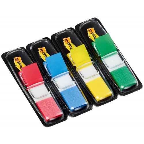 Post it Index Flags Repositionable 12x43mm 4x35 Tabs Assorted Colours (Pack 140) 683 4 (32652TT)