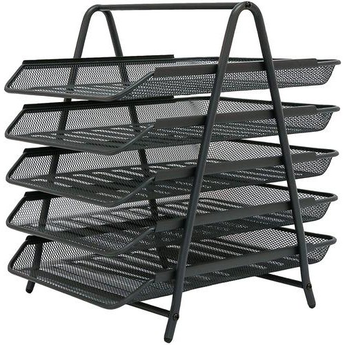 OSCO Wire Mesh 5 Tier Letter Tray A4/Foolscap Portrait Graphite (33048DT)