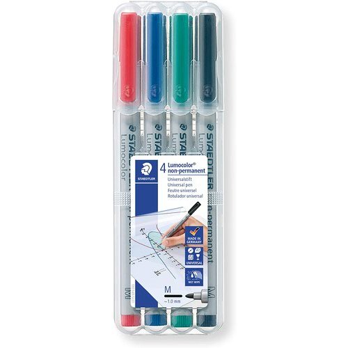 Staedtler Lumocolor OHP Pen Non Permanent Medium 0.8mm Line Assorted Colours (Pack 4) (33205TT)