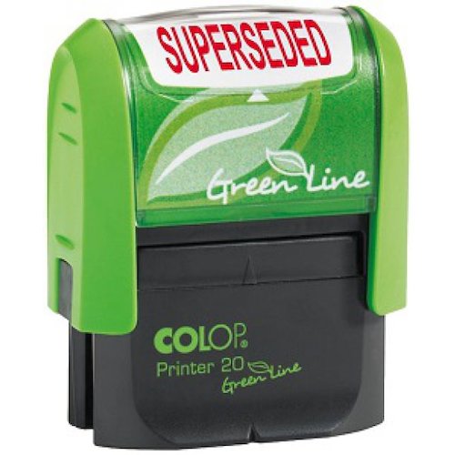 Colop Green Line P20 Self Inking Word Stamp SUPERSEDED 37x13mm Red Ink (33965CL)