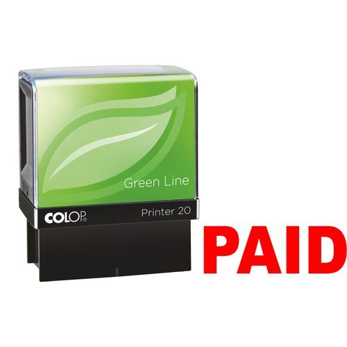 Colop Green Line P20 Self Inking Word Stamp PAID 35x12mm Red Ink (34056CL)
