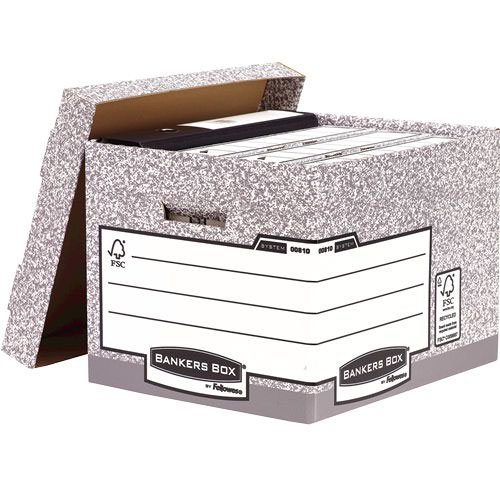 Fellowes Bankers Box System Standard Storage Box Board Grey (Pack 10) 00810 FF (35207FE)