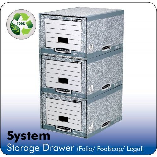 Bankers Box by Fellowes System Storage Drawer Stackable Grey/White FSC (35242FE)