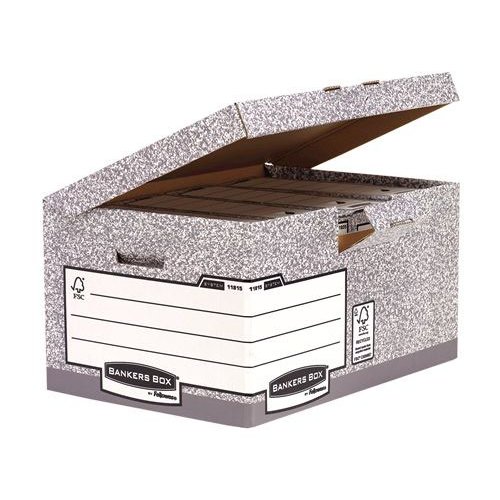 Fellowes Bankers Box Flip Top Storage Box Board Grey (Pack 10) 1181501 (35263FE)