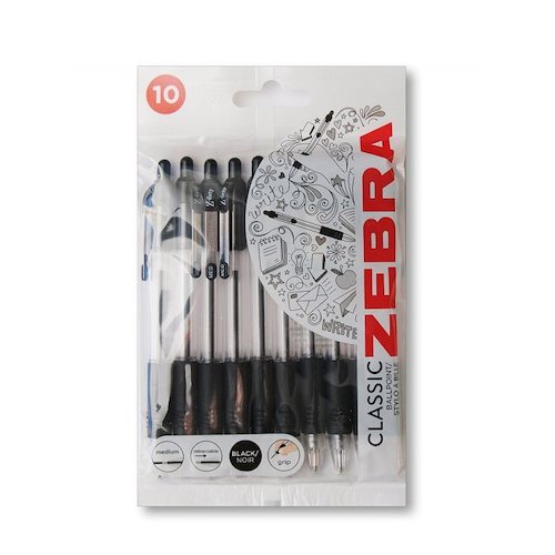 Zebra Z Grip Retractable Ballpoint Pen 1.0mm Tip Black (Pack 10) (36730ZB)