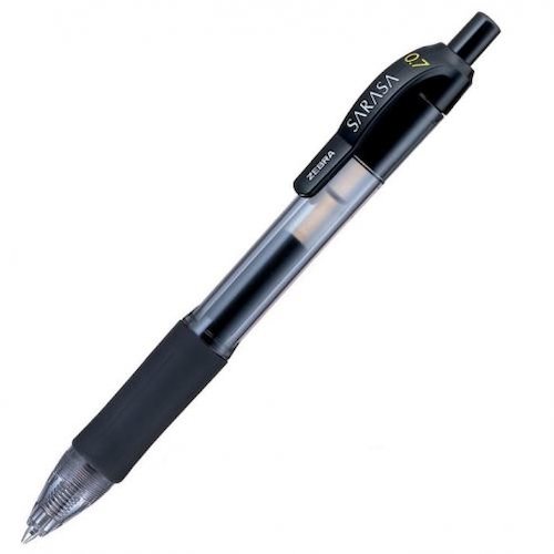 Zebra Sarasa Retractable Gel Rollerball Pen 0.7mm Tip 0.5mm Line Black (Pack 3) (36842ZB)