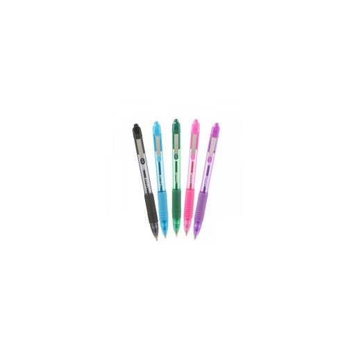 Zebra Z Grip Smooth Rectractable Ballpoint Pen 1.0mm Tip Black/Light Blue/Green/Pink/Violet (Pack 5) (36870ZB)