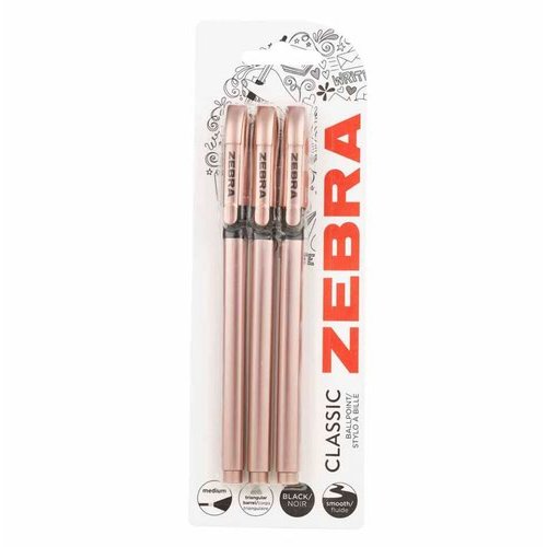 Zebra Z Grip Smooth Rose Gold Ballpen Black PK3 (37108ZB)