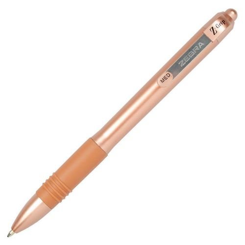 Zebra Z Grip Rose Gold Retractable Ballpoint Pen 1.0mm Tip 0.4mm Line Rose Gold Barrel Black Ink (Pack 12) (37171ZB)