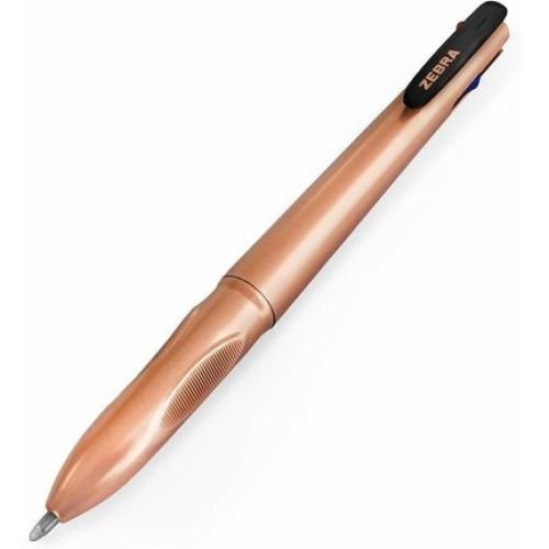 Zebra Rose Gold 4 Colour Ballpoint Pen 1.0mm Tip 0.7mm Line Rose Gold Barrel Black/Blue/Green/Red Ink (Pack 10) (37178ZB)