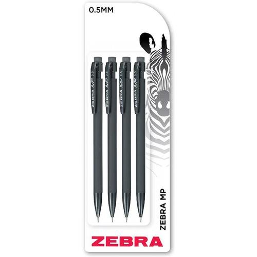 Zebra Mechanical Pencil HB 0.5mm Lead Black Barrel (Pack 4) (37185ZB)
