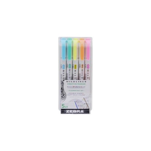 Zebra Mildliner Twin Tip Highlighter Marker Assorted Pastel (Pack 5) 2597 (37192ZB)