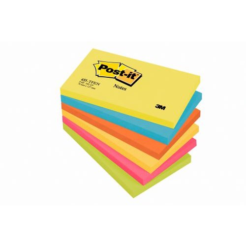 Post it Notes 76x127mm 100 Sheets Energetic Colours (Pack 6) 655TF (38158MM)