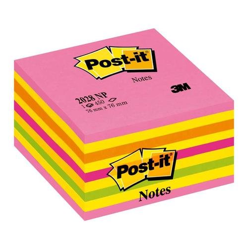 Post it Note Cube Pad of 450 Sheets 76x76mm Neon Assorted (38242MM)