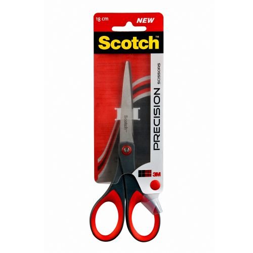 Scotch Precision Scissors Stainless Steel Ambidextrous Comfort Handles 180mm Red (38347MM)