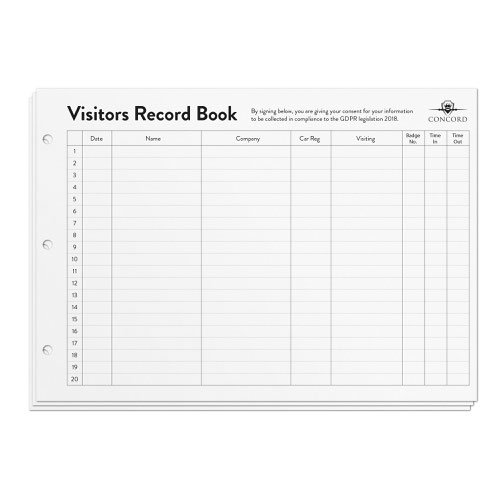 Concord CD14P Refill for Visitors Book 50 Sheets 2000 Entries 230x335mm (38637CC)