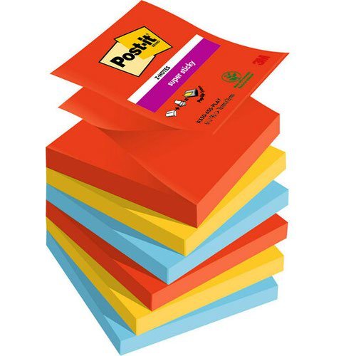 Post it Super Sticky Z Notes Playful Colours 76x76mm 90 Sheets (Pack of 6) 7100258797 (38858MM)