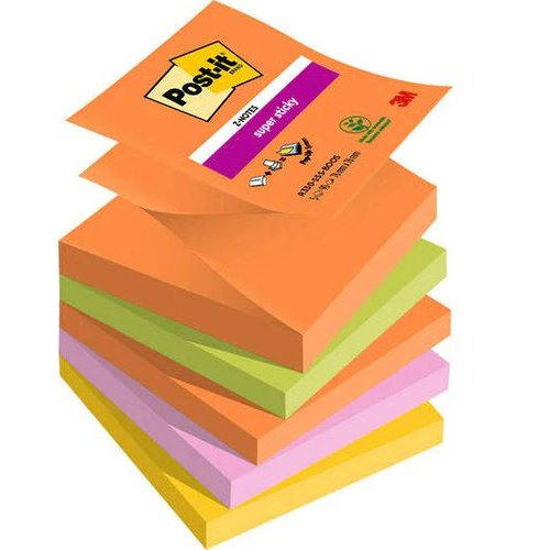 Post it Super Sticky Z Notes Boost Colours 76x76mm 90 Sheets (Pack of 5) 7100258789 (38879MM)