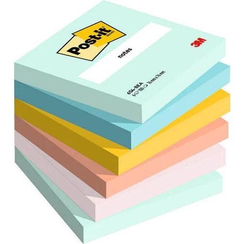 Post it Beachside Colours 76x76mm 100 Sheets (Pack of 6) 7100259201 (38886MM)