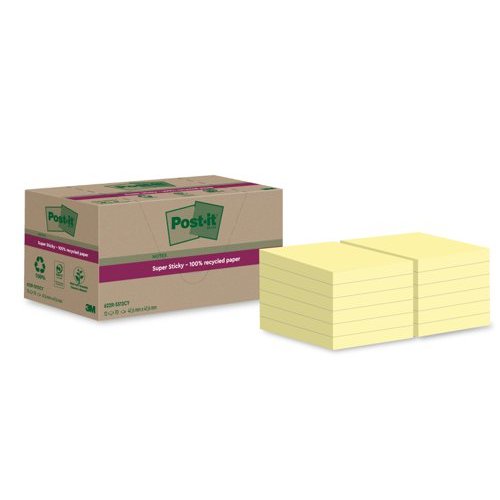 Post it Super Sticky 100% Recycled Notes (39089MM)