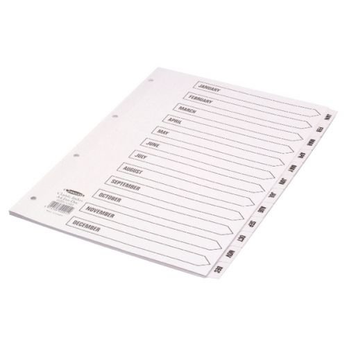 Concord Classic Index Jan Dec A4 180gsm White Board with Clear Mylar Tabs 02201/CS22 (39113CC)