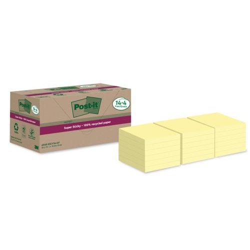Post it Super Sticky 100% Recycled Notes (39117MM)