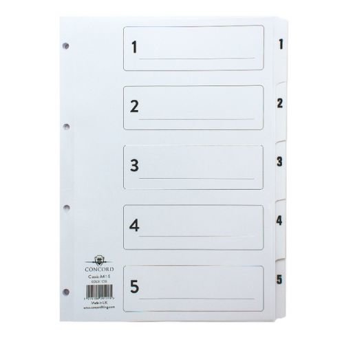 Concord Classic Index 1 5 Mylar reinforced Punched 4 Holes 150gsm A4 White (39127CC)