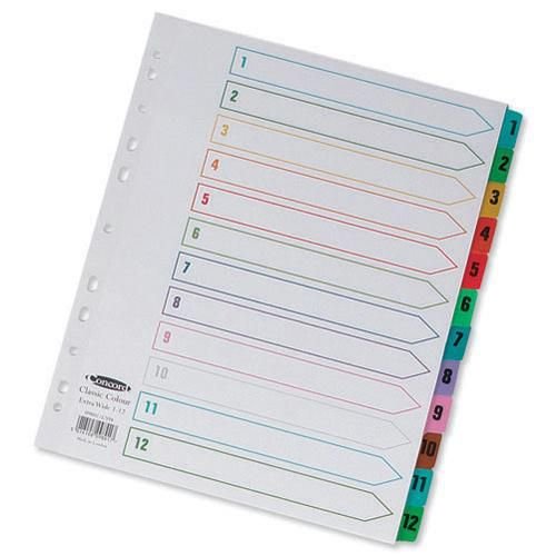 Concord Classic Index 1 12 A4 180gsm Board White with Coloured Mylar Tabs 01301/CS13 (39169CC)