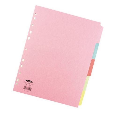 Concord Divider 5 Part A4 160gsm Board Pastel Assorted Colours (39337CC)