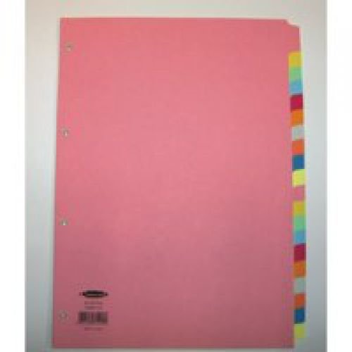 Concord Subject Dividers 20 Part Multipunched 160gsm A4 Assorted (39365CC)