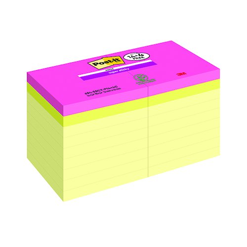 Post it Notes Super Sticky 76 x 76mm Canary Yellow (18 Pack) 654SS P14CY+4C (3M14934)