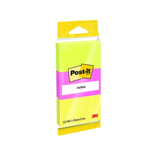 Post it Neon Colour Notes 38x51mm 100 Sheet Pads Assorted (36 Pack) 6812 (3M28287)