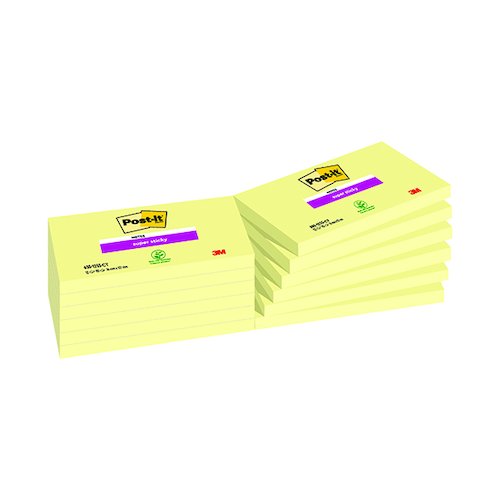 Post it Notes Super Sticky 76 x 127mm Canary Yellow (12 Pack) 655 12SSCY (3M53123)