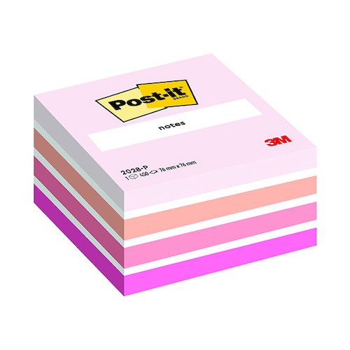 Post it Notes Colour Cube 76 x 76mm Pastel Pink 2028P (3M87135)
