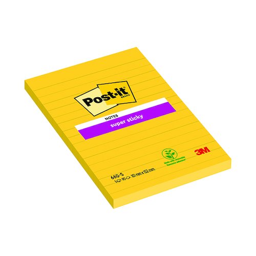 Post it Super Sticky Notes Ruled (32820TT)