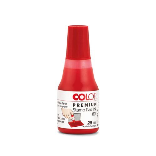 Colop 801 (25ml) High Quality Water Based Stamp Pad Ink Red (40328CL)