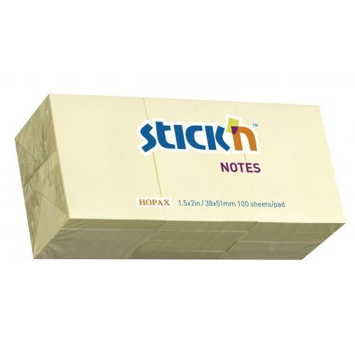 ValueX Stickn Notes 38x51mm 100 Sheets Pastel Yellow (Pack 12) 21003 (41801HP)