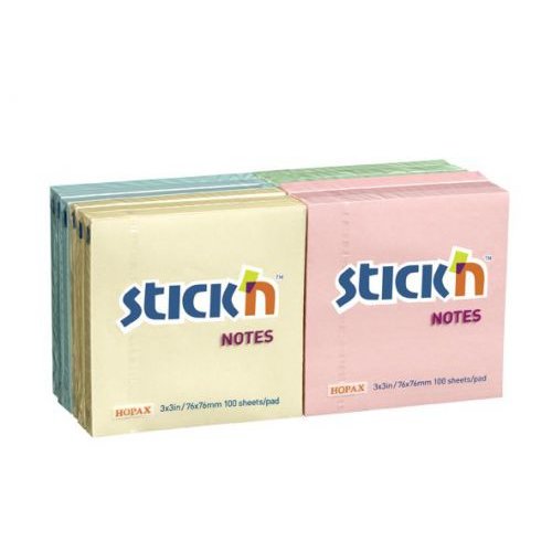 ValueX Stickn Notes 76x76mm 100 Sheets Pastel Colours (Pack 12) 21328 (41857HP)