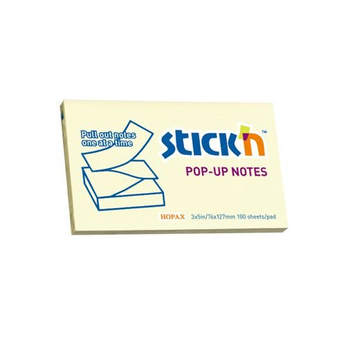 ValueX Stickn Pop Up Notes 76x127mm 100 Sheets Yellow (Pack 12) 21396 (41941HP)