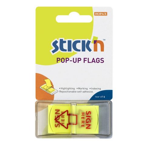 ValueX Index Flags Sign Here 25x45mm Yellow (Pack 50) 26015 (42004HP)